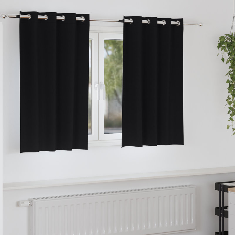 Tacorian Curtain Pair, 140cm Width x 140cm Drop, Black