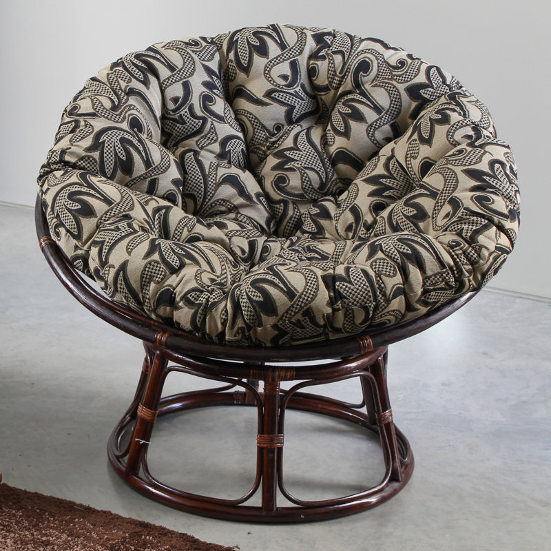 Fauteuil Papasan capitonné l 42 poWister, Mélange de coton volute carreautée