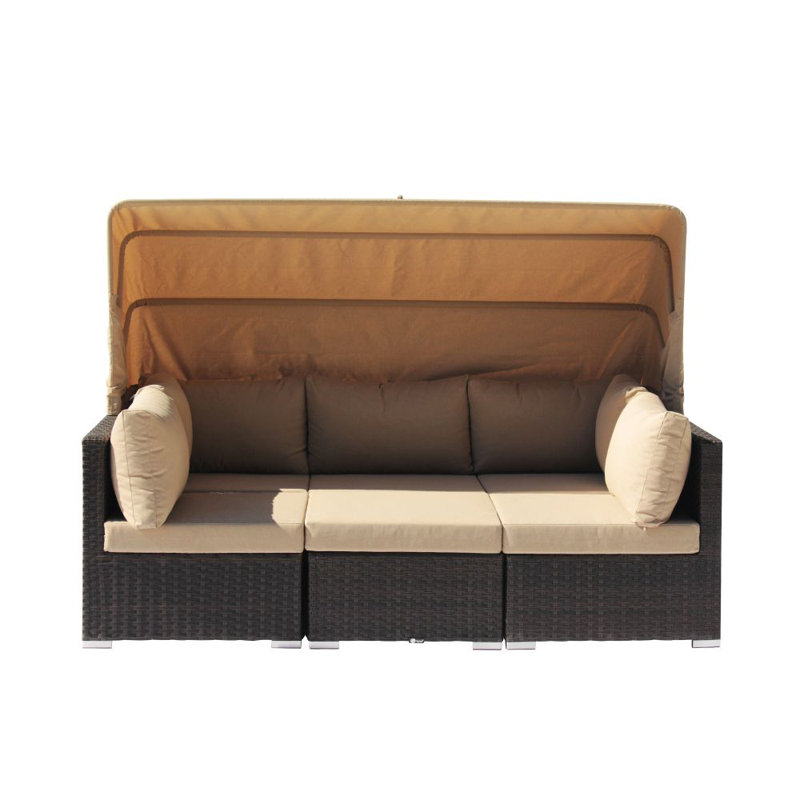 Hoytt 83'' Wide Wicker Patio Daybed with Cushions