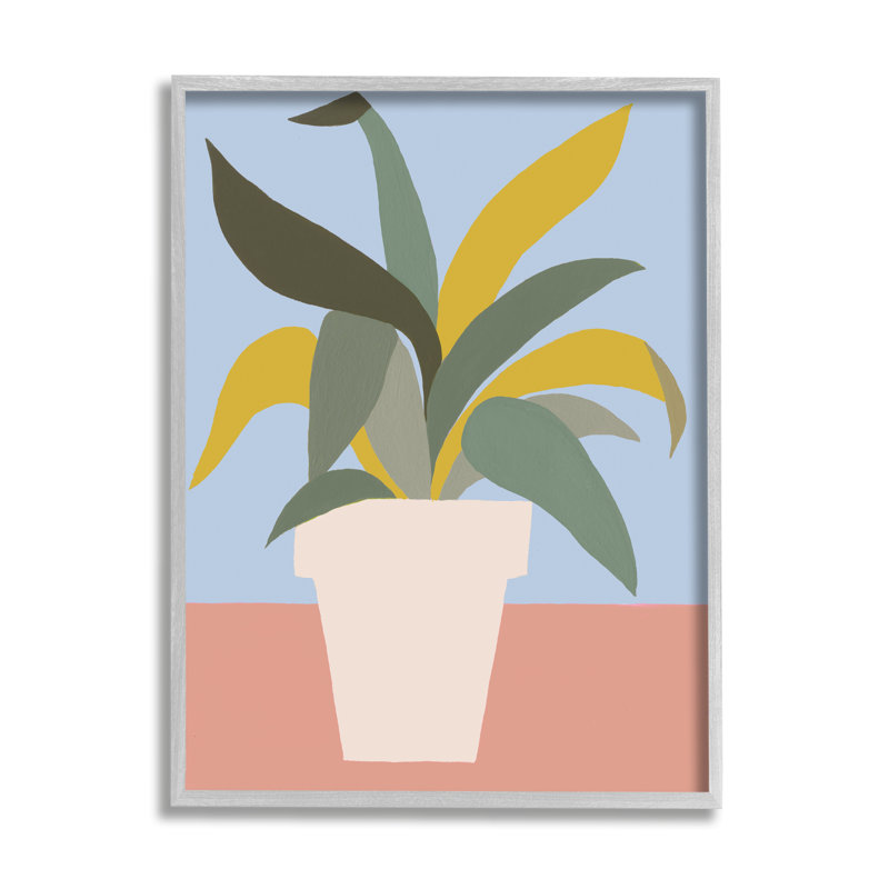 Plante d'intérieur en pot vert vert bleu rouge par Regina Moore - impression, Estampe numérique Farmhouse, H 14 po x l 11 po