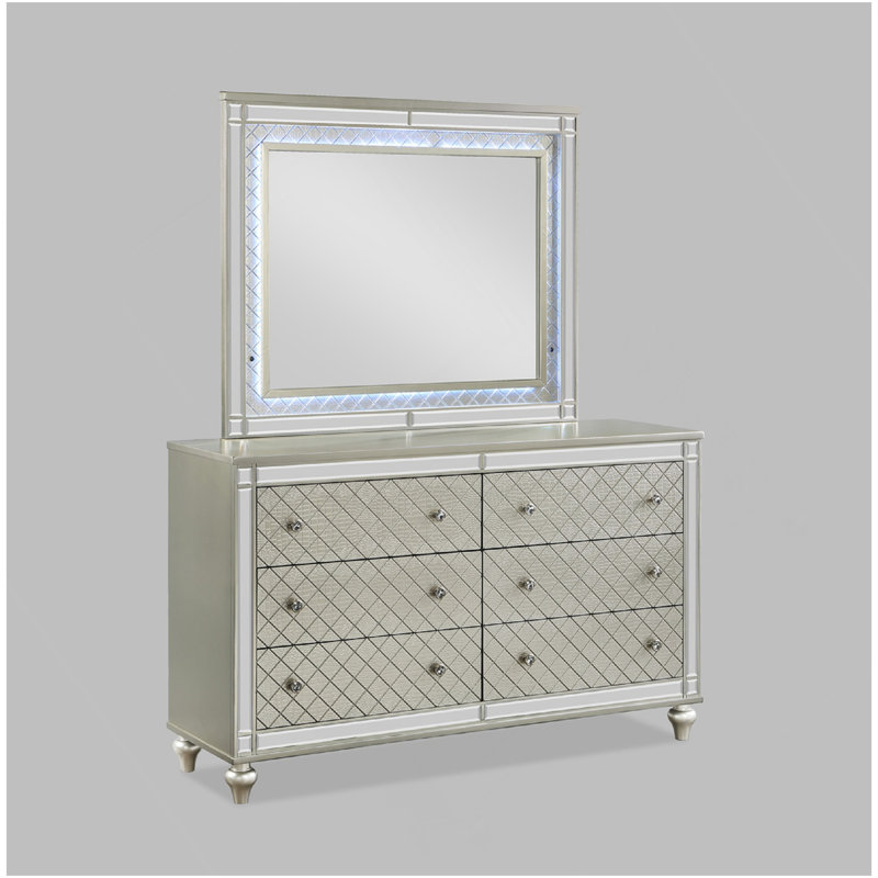 Commode de chambre à coucher 1 tiroir 6 pièces Glam