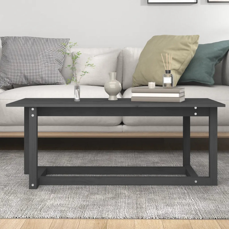 Kamyle Solid Wood Four Leg Coffee Table, Grey
