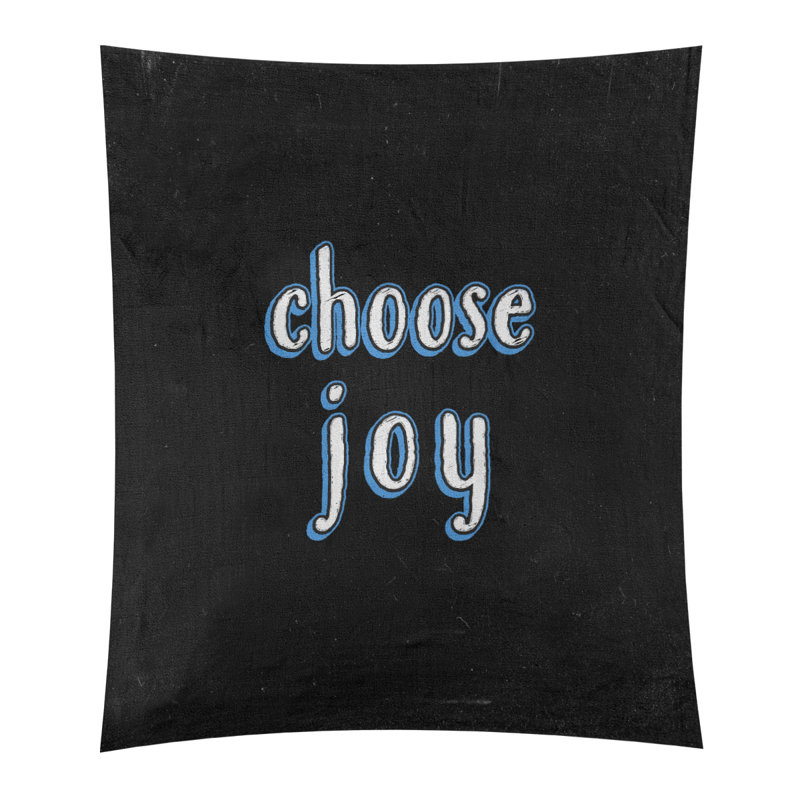 Tapisserie tableau noir en polyester choisir une citation de joie, H 80 po x l 68 po, Bleu