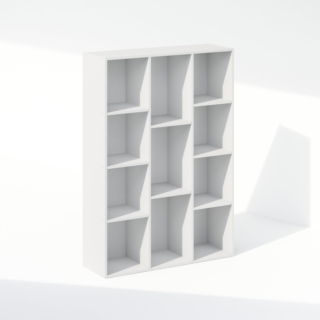 Ebern Designs Reed 11-Cube Reversible Open Shelf Multipurpose Bookcase, Storage Organizer, White Ebern Designs