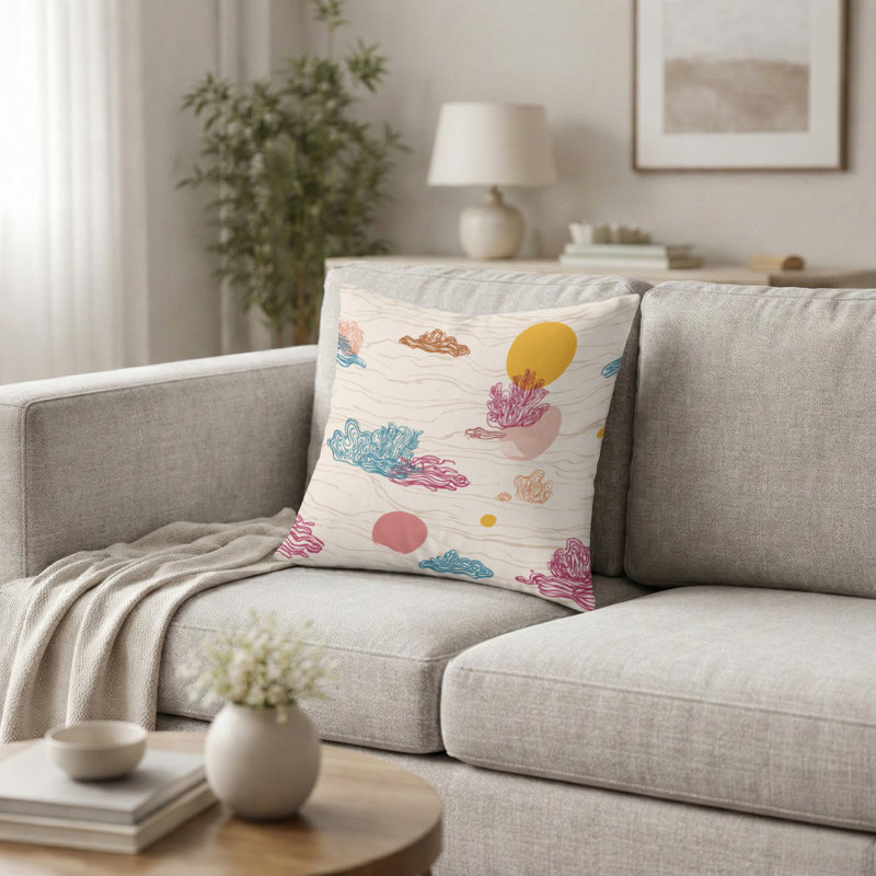 Coussin abstrait - Coussin de plage, H 18 po x l 18 po