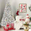 Arbre de Noël enneigé 7 pi avec 500 lumières UL colorées et 45 pommes de pin naturelles - 1124 pointes en PVC enneigées, branches articulées, support en métal stable, installation facile-983141087