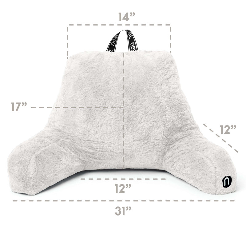 Faux Fur Reading Backrest Pillow, White