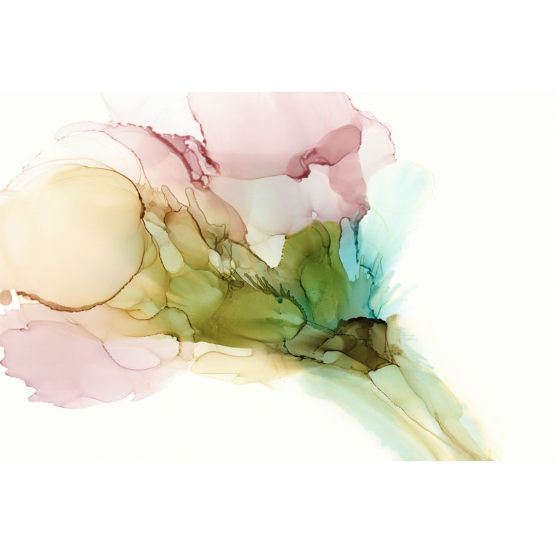 Pink & Turquoise Bloom II, 12" H x 18" W