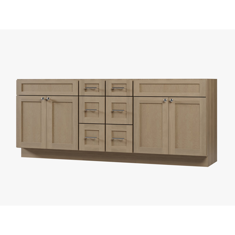Disar 84" Double Bathroom Vanity Base Only, Natural Oak