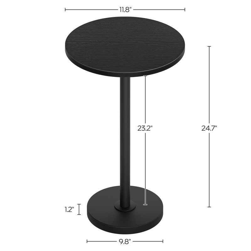 24.7" Small End Table Round Storage Table Cocktail Table, Black