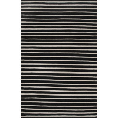 Tapis noir / ivoire en laine tissé à plat à la main Connor-Lee