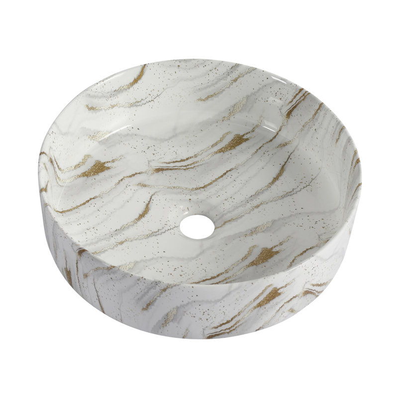 Lavabo de salle de bain rond en céramique avec lavabo pour salle de bain