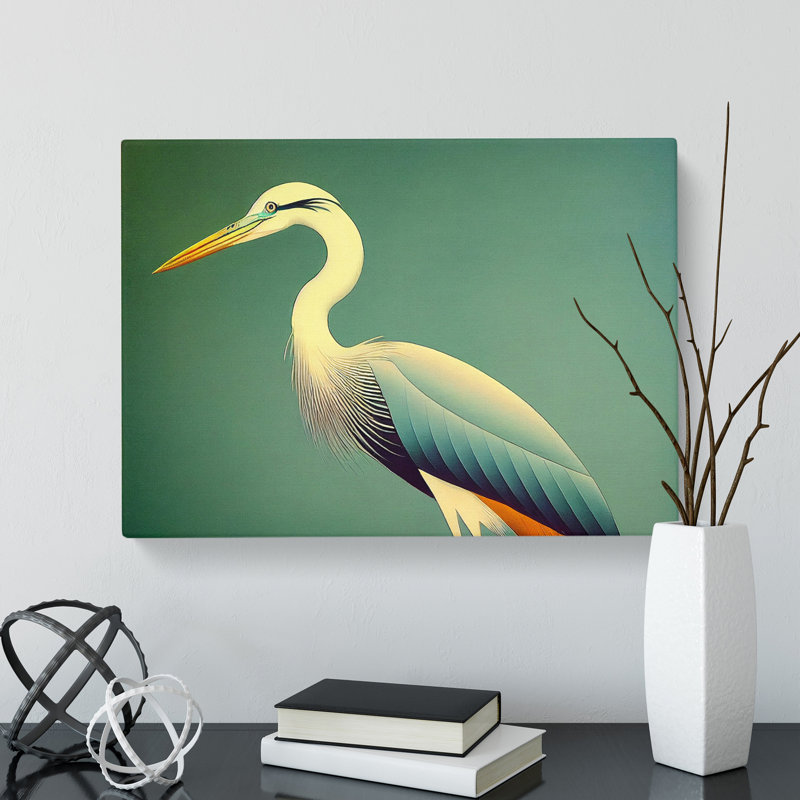 Unreal Heron Bird - Wrapped Canvas, 50cm H x 76cm W x 3cm D