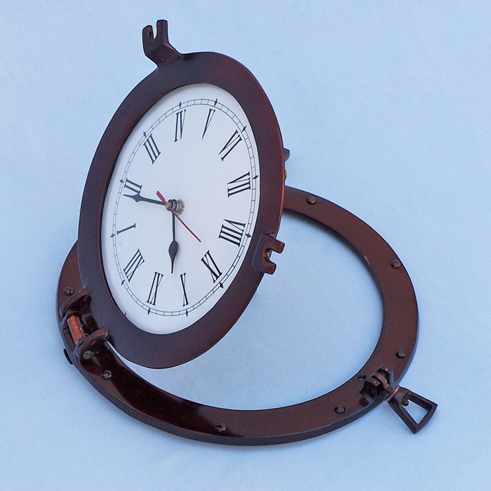Horloge 12 po hublot, Cuivre antique