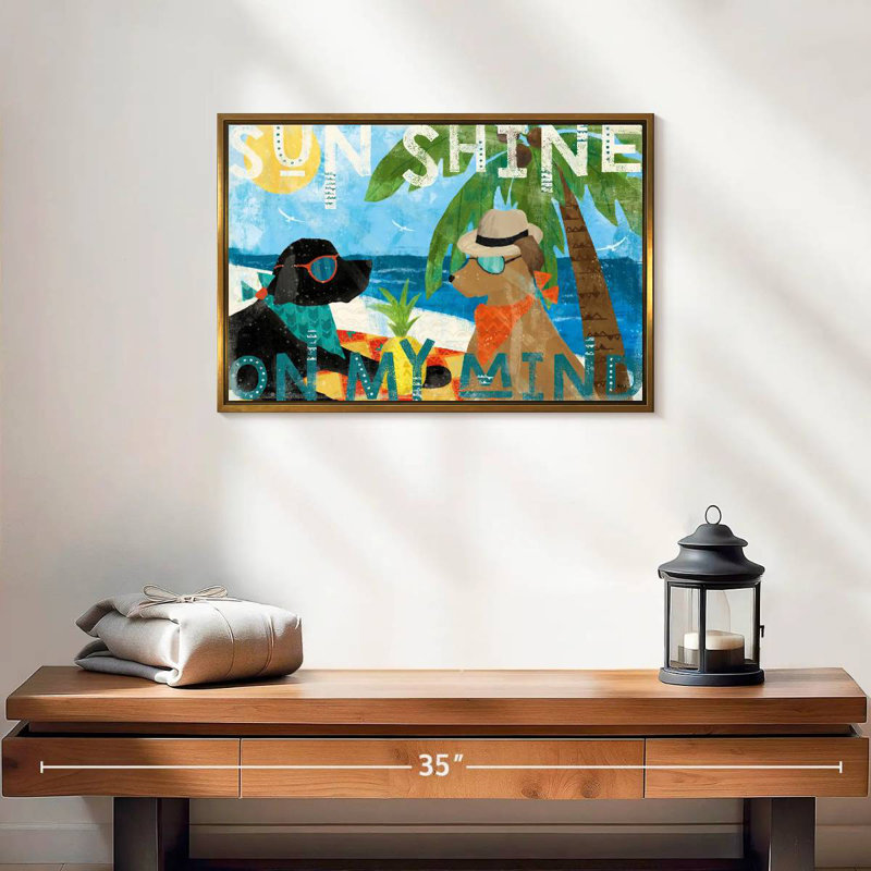 Good Vibes I, Cadre flottant doré, 19 po x 13 po