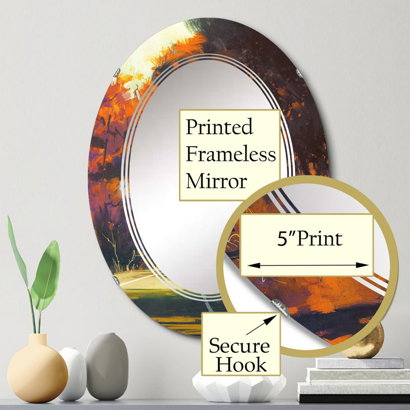 Road In Autumn Forest - Miroir mural traditionnel ovale, 30 po x 20 po