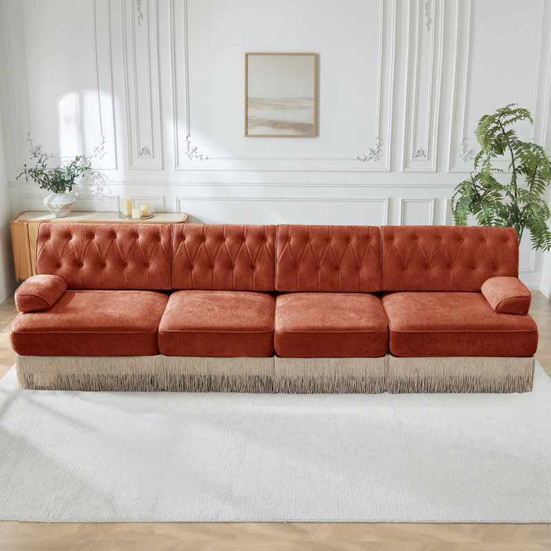 Canapé modulaire 135 po Chesterfield, Rouge