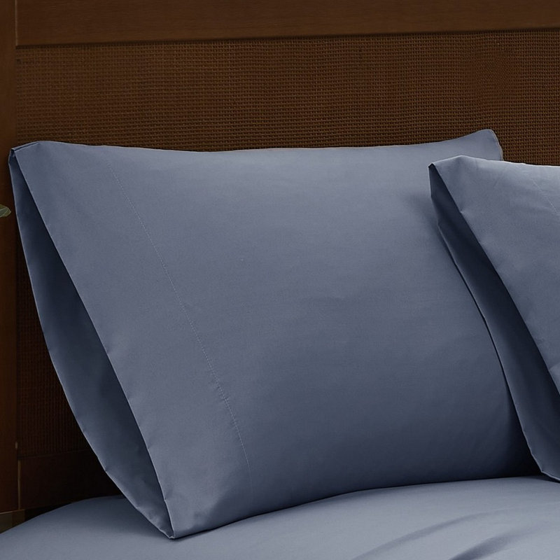 London Fog Garment Wash Solid Sheet Set, Split King Sheet Set + Fitted Sheet +3 Pillowcases, Blue