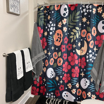 Ensemble de rideau de douche Rideau de douche d'Halloween Citrouille d'automne Feuilles de rideau de bain en tissu imperméable à carreaux Buffalo avec 12 crochets pour l'automne Décoration de salle de bain Halloween