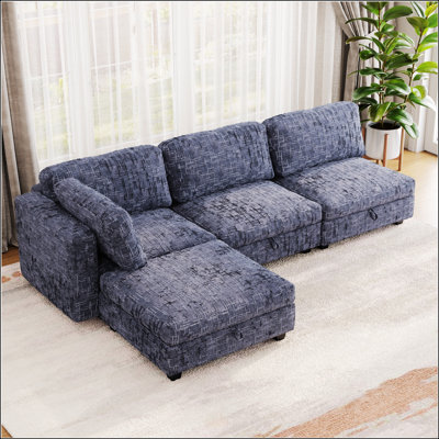 Canapé modulaire modulaire, siège de canapé convertible avec rangement, ensemble canapé-lit modulaire, combinaisons modulaires flexibles en tissu pour le salon (4 sièges)