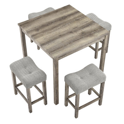 Dining Table, Bar Table And Chairs Set, 5 Piece Dining Table Set, Industrial Breakfast Table Set, For Living Room, Dining Room, Game Room