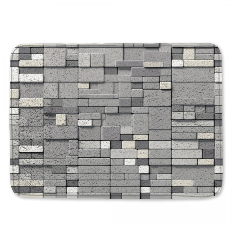 Tapis de bain gris à carreaux rectangulaires, 34in W x 21in L