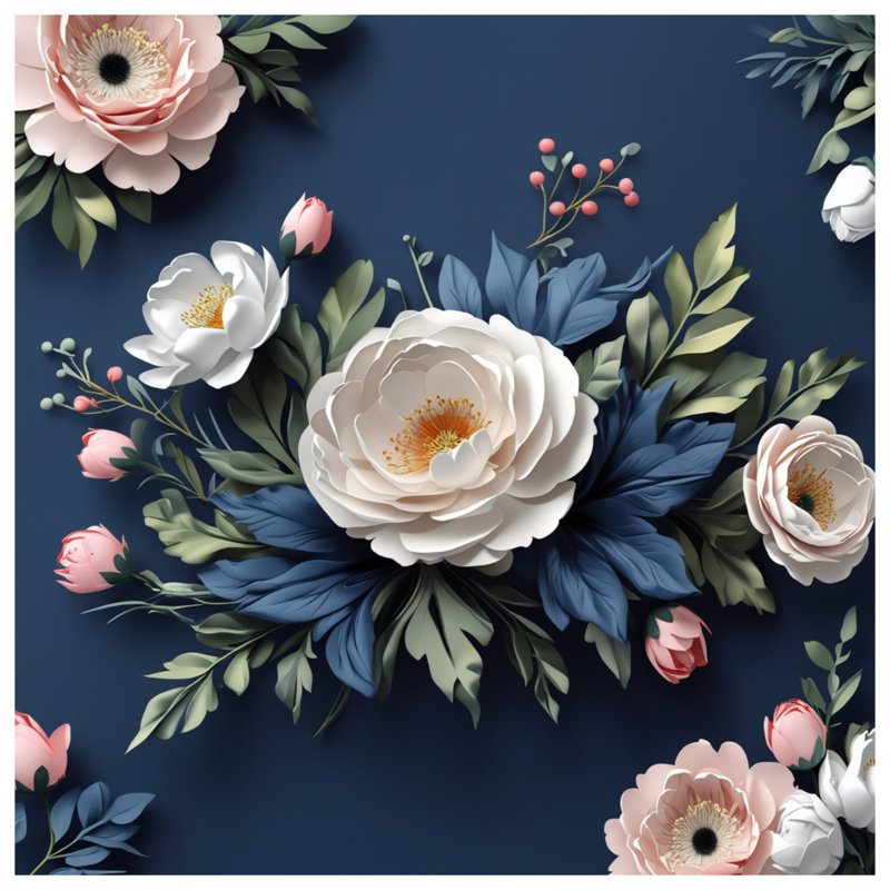 Couvre-lit pivoines blanches et feuillage floral, Lit simple