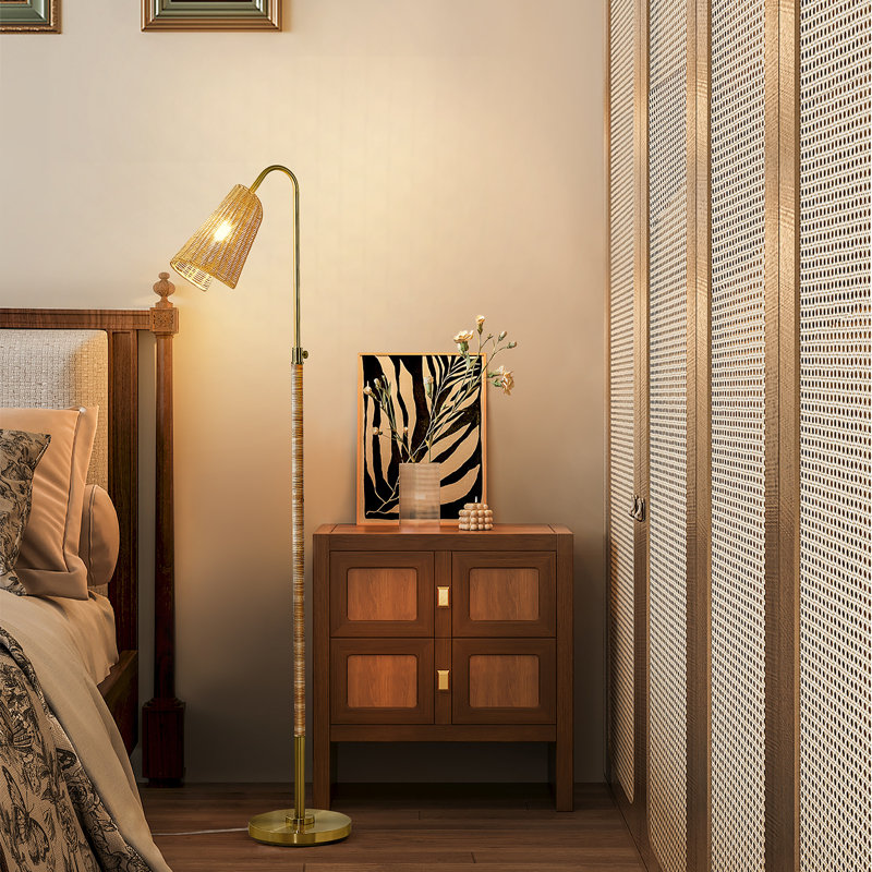 65'' Arched Rattan Floor Lamp For Living Room/bedroom