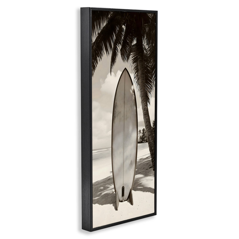 Giclée encadrée de paradis de surf monochrome, design par LSR Design Studio, H 24 po x l 10 po, Giclée encadrée noir minuit
