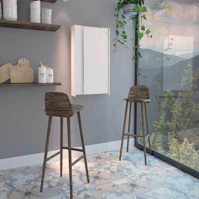 Table murale pliable, sept tablettes intérieures, table extensible - blanc