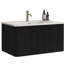 Meuble-lavabo de 30 po au look moderne avec lavabo en chêne blanc, vasque en céramique blanche, profil moderne