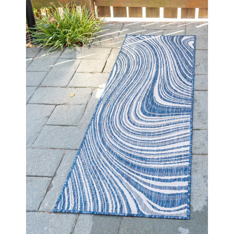 Tapis bleu marine Gab Gabab, Tapis de couloir 2 pi x 6 pi 1 po
