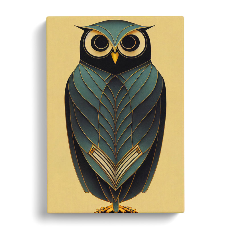 Art Nouveau Owl No.4 - Wrapped Canvas Print, 50cm H x 35cm W x 3cm D