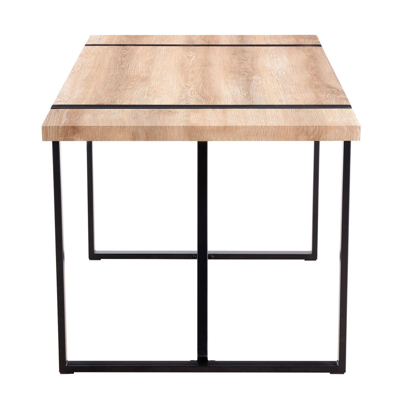 Table de salle à manger rectangulaire industrielle, 55,1 po x 31,4 po x 29,9 po, plateau de table en bois d'ingénierie épais de 1,5 po et pieds en métal thermolaqué noir, pour la maison pouvant accueillir 4 à 6 personnes, cuisine