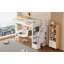 Lit mezzanine en bois avec bureau intégré, DEL, tablettes de rangement, armoires et escalier-619621321