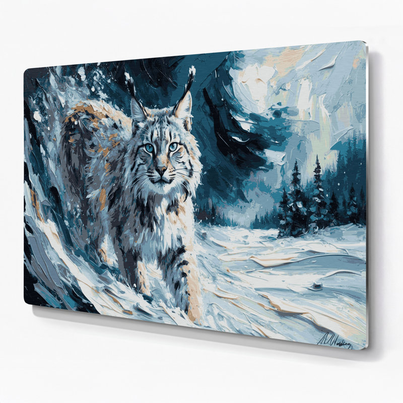 «Big Cats Alaska Lynx», art mural en métal gris, H 11 po x l 14 po