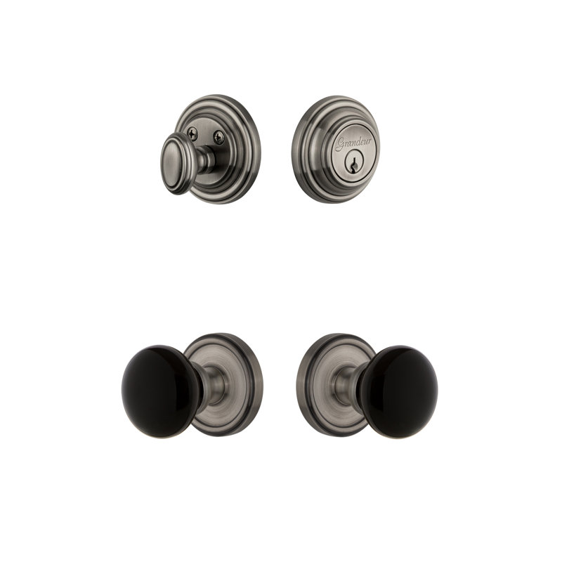 Complete Georgetown Entry Knob Set with Deadbolt, 2.375", Antique Pewter