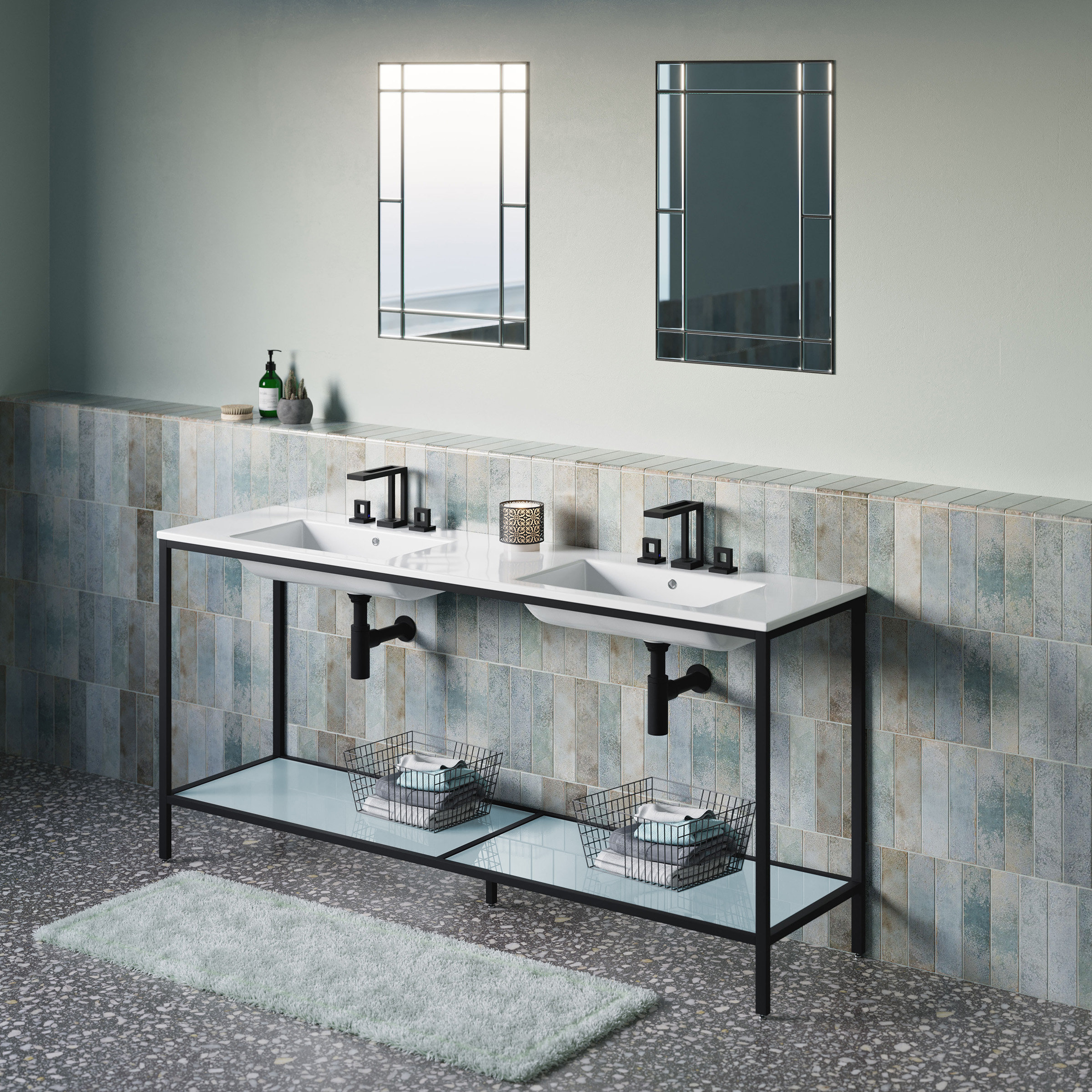 Swiss Madison Pierre 72 Double, Freestanding, Open Shelf, Matte Black