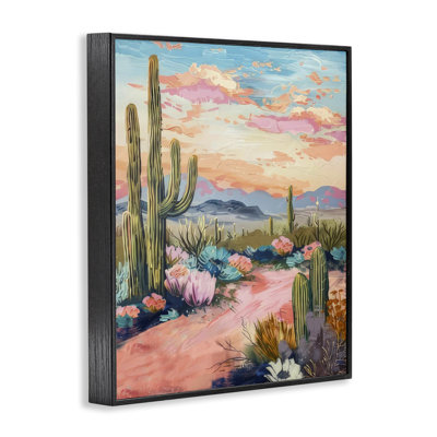 Pink Desert Sunset Framed Giclee Art by LSR Design Studio