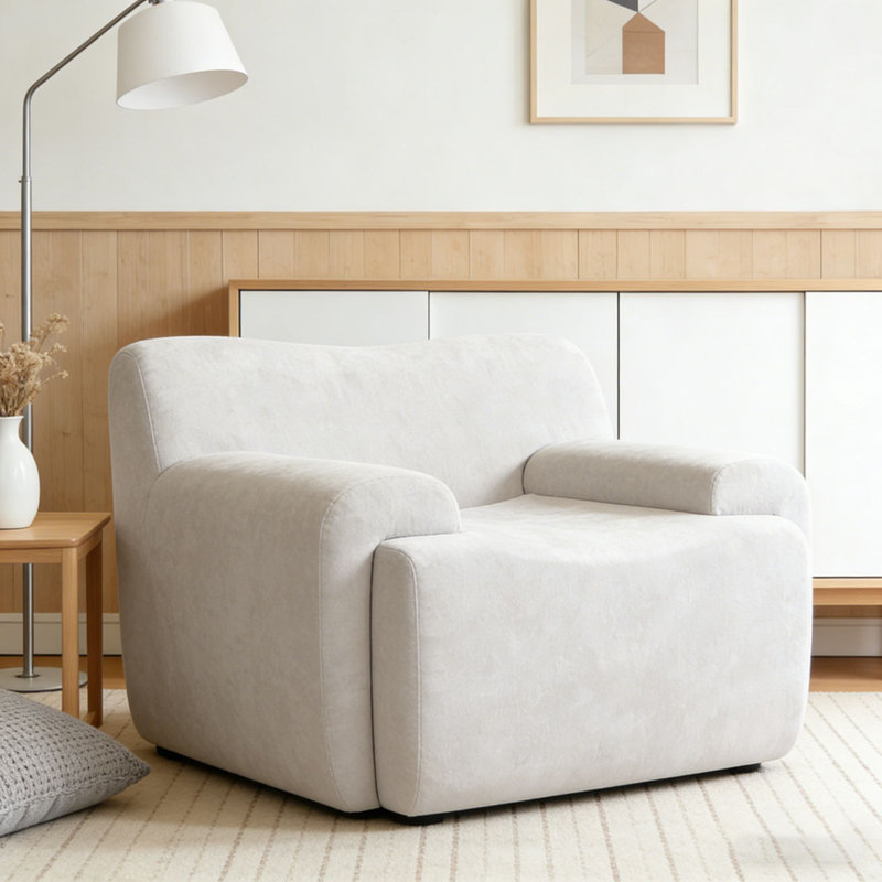 Chaise d'appoint moderne rembourrée, Beige