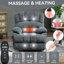 Fauteuil inclinable électrique en chenille de 23 po de large et à dossier haut avec massage par vibration 8 points et chauffage lombaire