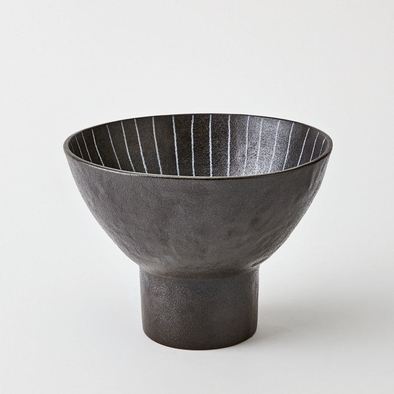 Cinder Footed Bowl-Striped-Sm, 8.25"H x 12"W x 12"D