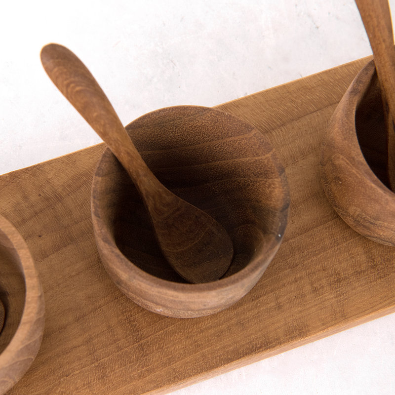 Loon Peak® Brunell Teak Condiment Server