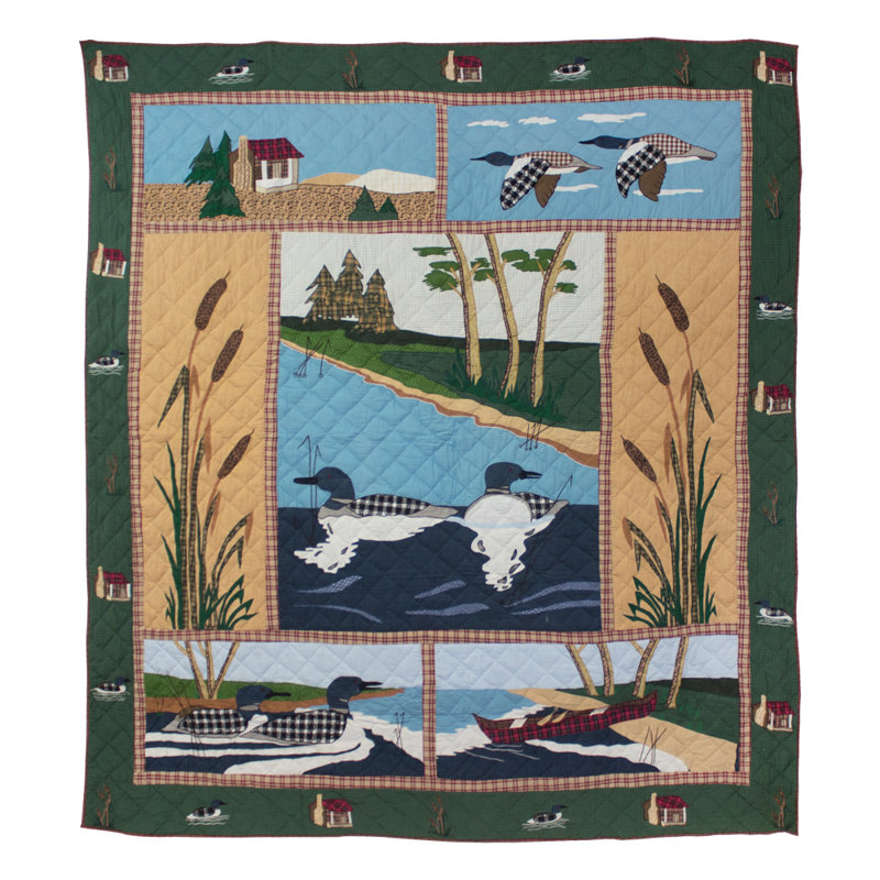 Loon Rustic Cotton Patchwork Quilt, King Quilt