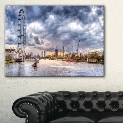 «London Skyline and River Thames Cityscape», reproduction de photo sur toile tendue