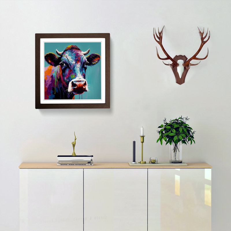 Cow Color Field No.4 - Framed Print, Walnut