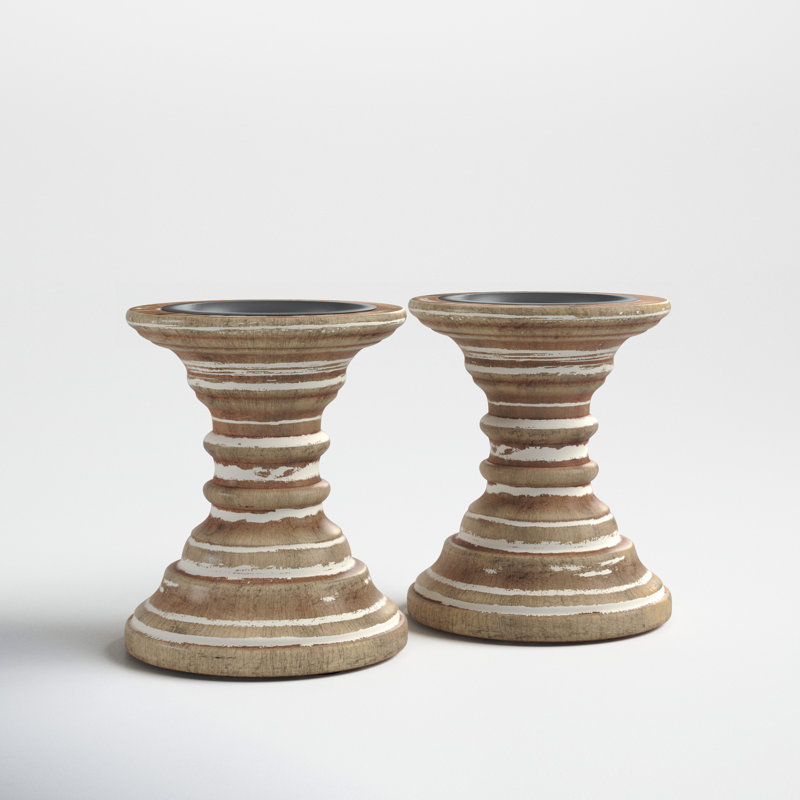 6'' H Wood Tabletop Candlestick