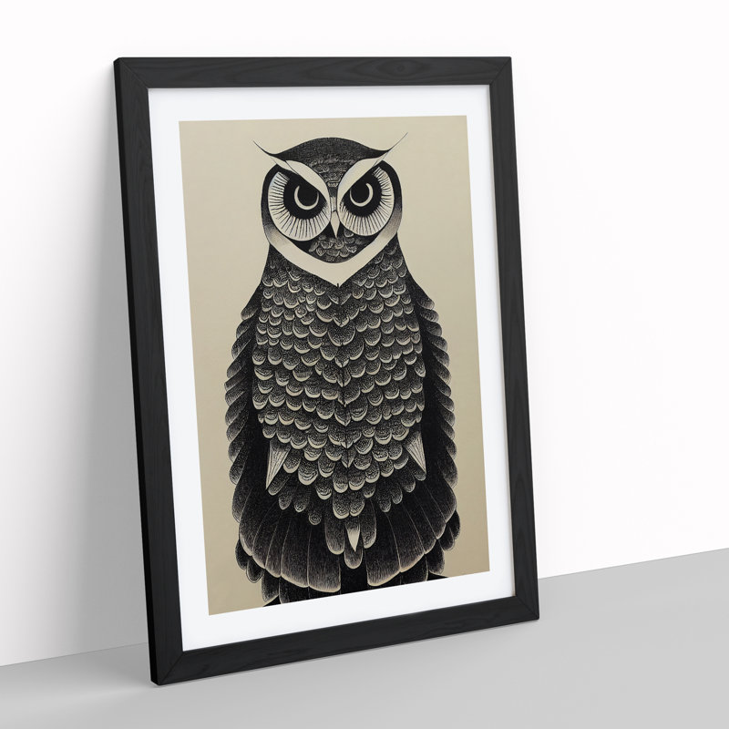 A Fierce Owl - Single Picture Frame Print, 64cm H x 46cm W x 2cm D, Black Framed