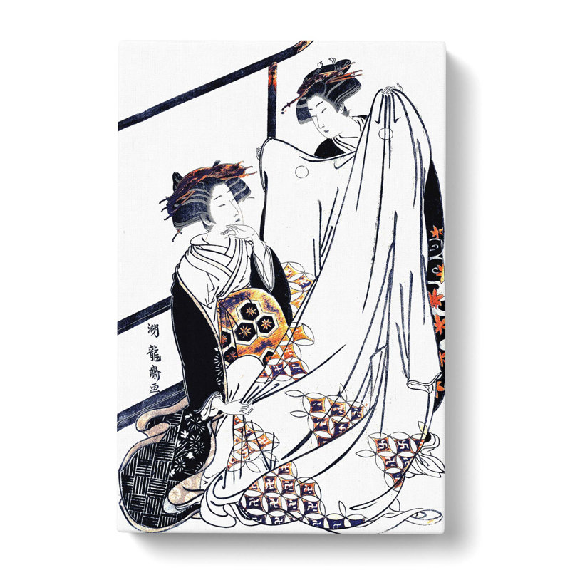 Admiring A Kimono - Wrapped Canvas Painting, 60cm H x 40cm W x 3cm D