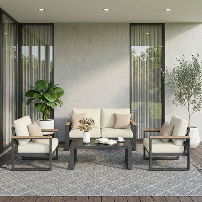 Aluminum 4-Piece Outdoor Sofa Seating Group With Cushions